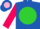 Silk - Royal blue, hot  pink 'll' on lime green ball, royal blue stripe on hot pink sleeves