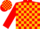 Silk - Red and gold blocks, gold stripe on red sleeves