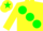 Silk - Yellow body, green large spots, yellow arms, yellow cap, green star