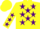 Silk - Yellow body, purple stars, yellow arms, purple stars, yellow cap