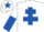 Silk - WHITE, royal blue cross of lorraine, halved sleeves, white cap, royal blue star