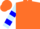 Silk - Fluorescent orange, light blue lightning bolt, blue hoops on sleeves