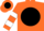 Silk - Orange, orange 'r' on black ball, white hoops on sleeves