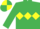 Silk - EMERALD GREEN, yellow triple diamond & armlet, quartered cap