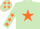 Silk - LIGHT GREEN, orange star & stars on sleeves, light green cap, orange stars