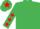 Silk - EMERALD GREEN, red stars on sleeves, emerald green cap, red star