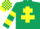 Silk - DARK GREEN, yellow cross of lorraine, hooped sleeves, check cap