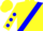 Silk - Yellow, blue dot sash, blue dots on sleeves, yellow cap