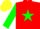 Silk - Red, Green star and sleeves, Yellow cap