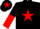 Silk - Black, red star, halved sleeves and star on cap