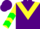 Silk - purple, yellow chevron, yellow sleeves, green chevrons, purple cap