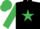 Silk - Black, emerald green star and sleeves, black armlet, emerald green cap