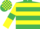 Silk - Emerald green, yellow hoops, yellow sleeves, emerald green armlets, emerald green and yellow check cap