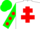 Silk - white, red cross of lorraine, green sleeves, red spots, green cap