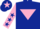Silk - Dark blue body, pink inverted triangle, pink arms, dark blue stars, dark blue cap, pink star