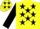 Silk - Yellow, black stars, black sleeves, yellow armlet, yellow cap, black stars
