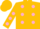Silk - Gold, pink circled 'usa', pink dots
