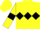 Silk - Yellow, Black Diamond Hoop, Black armlets On Sleeves, Yellow Cap