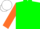 Silk - Green, white and orange thirds, green shamrock, green & orange opposing slvs, white cap