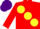 Silk - Red, large yellow spots, purple cap