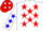 Silk - White, red stars, blue stars on sleeves