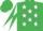 Silk - Emerald green, white stars, white and emerald green diabolo on sleeves, emerald green cap
