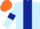 Silk - light blue, dark blue stripe, dark blue armlets, orange cap