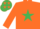 Silk - Orange, emerald green star, emerald green cap, orange stars