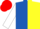 Silk - Royal blue and yellow halved, white sleeves, red cap