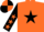 Silk - Orange, black star, black sleeves, orange stars, quartered cap
