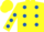 Silk - Yellow, royal blue polka dots