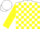 Silk - White, yellow blocks, three yellow coins on sleeves, white cap