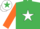 Silk - Emerald green, white star, orange sleeves, white armlet, white cap, emerald green star
