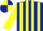 Silk - Dark blue and yellow stripes, yellow sleeves, quartered cap