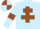 Silk - Light blue, brown cross of lorraine and armlets, brown and light blue quartered cap