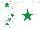 Silk - White, emerald green star, emerald green stars on sleeves, emerald green star on cap