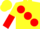 Silk - Yellow, large red spots, halved sleeves