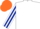 Silk - white, dark blue striped sleeves, orange cap