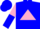 Silk - Blue, pink triangle, pink and blue halved sleeves, blue cap