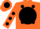 Silk - Orange, black dots, orange 'k' on black ball, black dots on sleeves