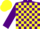 Silk - Purple & yellow check, yellow cap