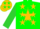 Silk - Forest green, gold star, gold stars on lime sleeves