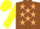 Silk - Brown, beige stars, yellow sleeves and cap