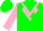 Silk - Green, pink inverted chevron, green diamonds on pink sleeves, green cap