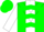 Silk - Green, white stripe, white 'jm' , white chevron, green chevrons on white sleeves
