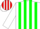 Silk - White, red and green stripes, red,green and white sleeves