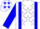 Silk - White, blue 'dr' and braces, white stars on blue sleeves