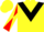 Silk - Yellow, black triangular panel, red and yellow diagonally quartered sleeves, yellow cap
