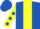 Silk - Royal blue, yellow stripe, yellow sleeves, royal blue spots