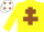 Silk - Yellow, brown cross of lorraine, white cap, brown spots